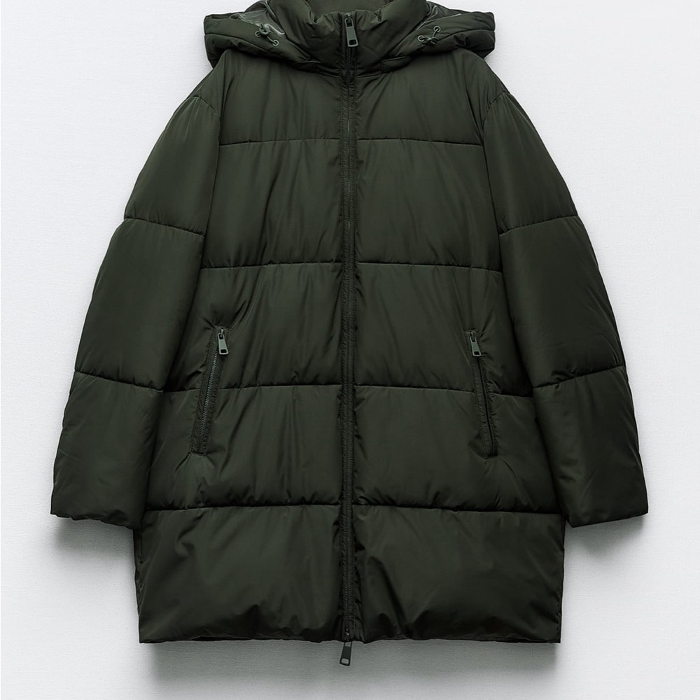 Zara NWT mid length, black puffer